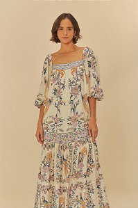 Farm 816-Vestido Midi 339394 413-Off White