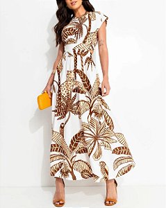 Farm 816-Vestido Midi 339576 1404-Off/Marrom
