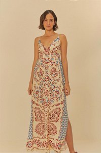 Farm 956-Vestido Cropped 338018 312-Creme/Vermelho