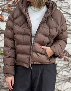 Jaqueta Puffer Cropped Bordeaux - Fargos