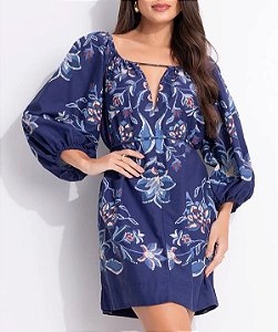 Vestido Curto Floral Indigo - Farm