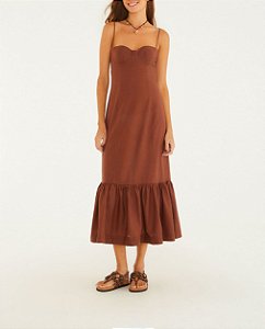 Vestido Longo Babados - Farm
