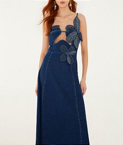 Vestido Jeans Flor - Farm