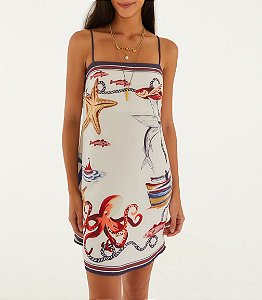 Vestido Curto Colagem Navy - Farm
