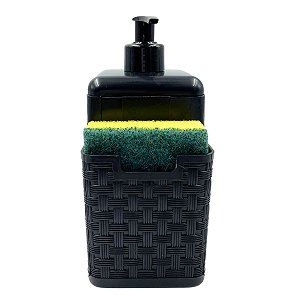 PORTA DETERGENTE E ESPONJA C/BICO DOSADOR RATTAN PRETO 25775