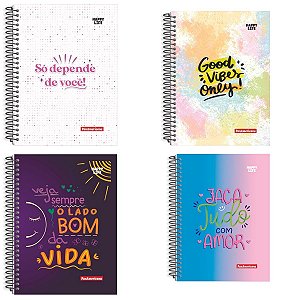 Caderno Universitário Capa Dura Happy Life 10 Matéria 160 Folhas B/A M/Pe
