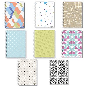 Caderno Universitário 10 Matérias 160 Folhas Loop Pauta Branca Figuras