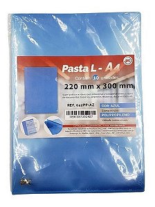 Pasta L Azul A4 Para Guardar Papeis - Pacote 10 Und.