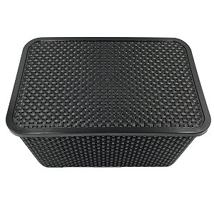 Organizador Rattan Com Tampa 7 Litros Preto