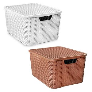 Organizador Rattan Com Tampa Arqplast 40 Lts