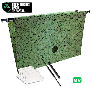 Pasta Suspensa Marmorizada Verde 200Gm² Haste PVC Completa 50 Unidades