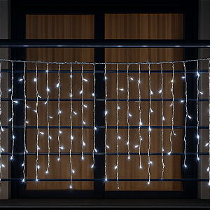 PISCA PISCA CASCATA USO MISTO 200 LEDS BRANCO BIVOLT 6W 5 METROS FIO TRANSPARENTE GLOBALBR 21807