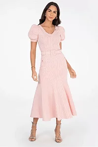 Vestido Listrado Com Recortes