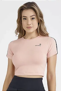 Top Rosê Poliamida Manga Curta Proteção UV50