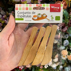 ESPATULA PATE / MANTEIGA DE BAMBU COM 4 PECAS 9CM