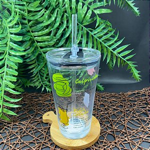 COPO COQUETELEIRA DE VIDRO COM CANUDO E RECEITAS 450ml