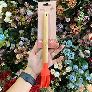 PINCEL CULINARIO DE SILICONE VERMELHO CB. MADEIRA BONS CHEFF