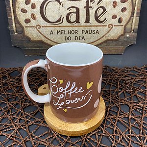 CANECA DE PORCELANA COFFEE LOVERS HAUSKRAFT 330ML