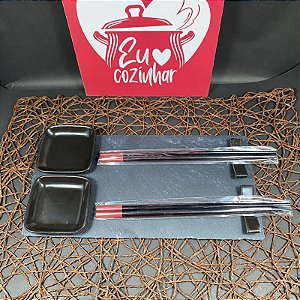 CONJUNTO PARA SUSHI C/2 PARES DE HASHI/PALITO + TABUA ARDOSIA E ACESSORIOS OSAKA 7 PCS