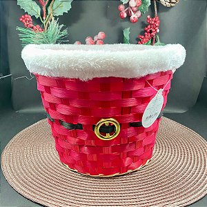 CESTA DE BAMBU REDONDO COM CINTO 23X18
