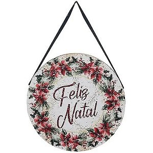 PLACA REDONDA NATALINA COM ALÇA 20CM