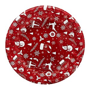 BANDEJA DE PLASTICO REDONDA FIGURAS NATALINAS VERMELHO 33CM DE Ø