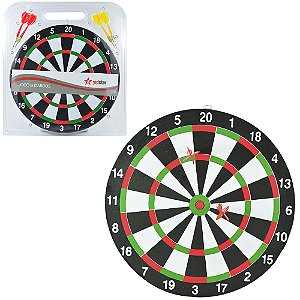 JOGO DE DARDOS COM ALVO DUPLA FACE + 4 DARDOS 30CM DE Ø NA CARTELA
