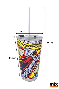 COPO DE VIDRO DRINK COM CANUDO COCA-COLA POP 450ML