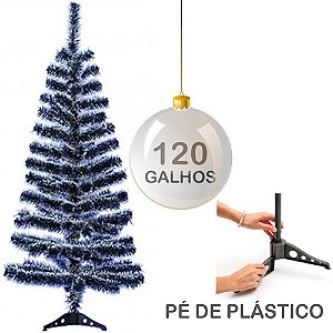 ARVORE DE NATAL 1,2M COM NEVE + 120 GALHOS E PE DE PLASTICO