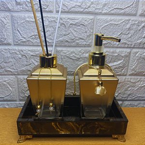 KIT LAVABO/BANHEIRO 2 FRASCOS + BANDEJA