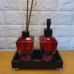 KIT LAVABO/BANHEIRO 2 FRASCOS + BANDEJA