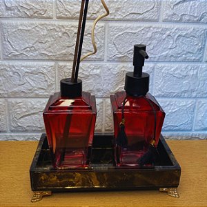 KIT LAVABO/BANHEIRO 2 FRASCOS + BANDEJA