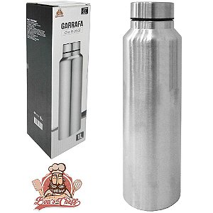 GARRAFA SQUEEZE DE INOX COM TAMPA 1 LITRO