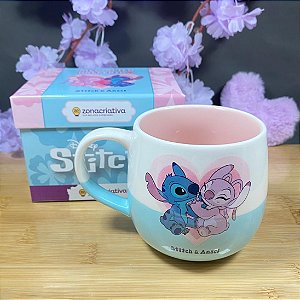 CANECA STITCH NAMORADOS CERAMICA 400ML  CAIXINHA PRESENTEAVEL