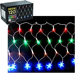 PISCA PISCA REDE 120 LEDS ESTRELA / LAMPADA COLORIDO127V 30CMX3M 8 FUNCOES