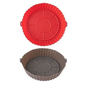 FORMA COZIMENTO REDONDA FRITADEIRA ELETRICA SILICONE CLINK AIR FRYER 20 CM X 18 CM X 4,5 CM