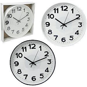 Relógio de Parede Redondo 30cm Borda Preto ou Branco – Design Clean, Leve, Silencioso