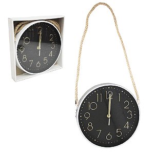 Relógio de Parede Redondo 30cm com Alça de Corda –  Decorativo e Funcional