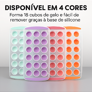 FORMA DE GELO COM BASE DE SILICONE - 18 CUBOS - • Solta Fácil e Resistente