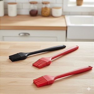 PINCEL CULINÁRIO DE SILICONE INTEIRIÇO CABO FIRME E CERDAS FLEXÍVEIS 25,5CM