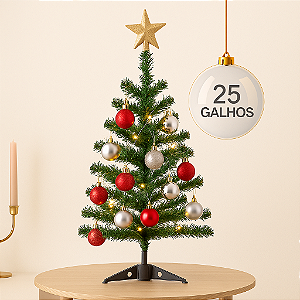Mini Árvore de Natal Verde 30cm com 25 Galhos e Pé de Plástico – Decoração Natalina Natalkasa