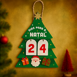 Calendário Decorativo Arvore de Natal Natalino MDF 20x15cm – Multiart