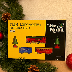 Trem Locomotiva Natalina 17 Peças 67x85cm – Fartex Presente Natal Enfeite