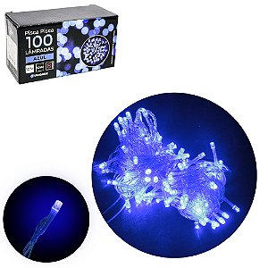 NT. PISCA 100 LEDS AZUL 127V 60HZ 8 FUNCOES 9 MTS FIO TRANSPARENTE AZ NW009AZ1001 NEWWAY