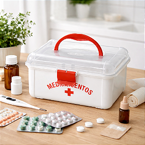 MALETA  DE REMÉDIO DE PLASTICO MEDICAMENTOS PEQUENA 19X15,7X10CM - PRIMEIROS SOCORROS