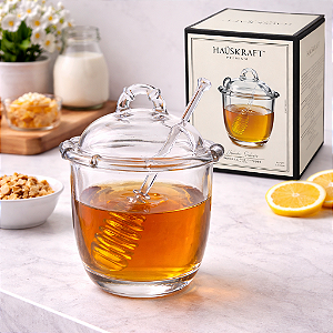 MELEIRA DE VIDRO C/TP. + PEGADOR DE ACRILICO HAUSKRAFT PREMIUM 220ML