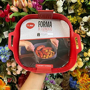 FORMA COZIMENTO QUADRADA FRITADEIRA ELETRICA SILICONE AIR FRYER 19 CM X 19 CM X 5,3 CM