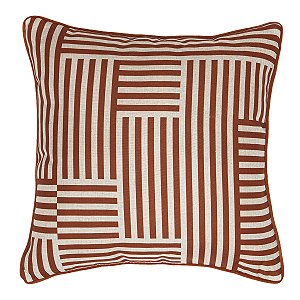 CAPA DE ALMOFADA COM BORDA SELENA ESTAMPA 4 BEGE/LARANJA - JOLITEX