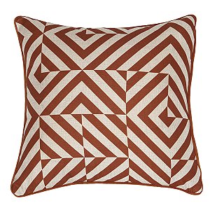 CAPA DE ALMOFADA COM BORDA SELENA ESTAMPA 3  BEGE/LARANJA - JOLITEX