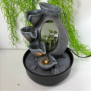 Fonte Decorativa Nature 4 Quedas com LED – Bivolt 21,5x29x21,5cm